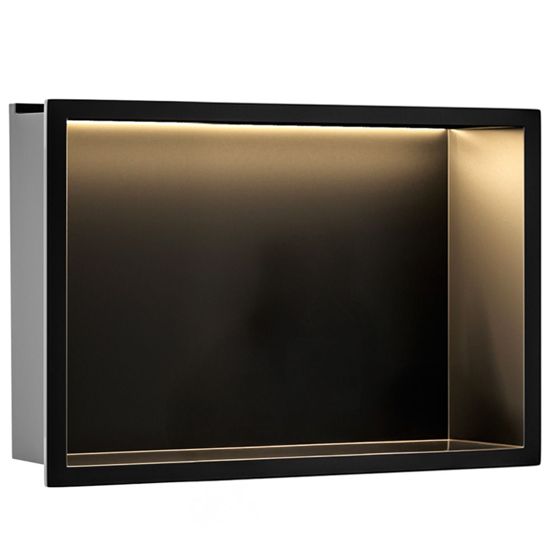 REA indbygget badeværelseshylde led30x45 Sort, 10x45x30cm