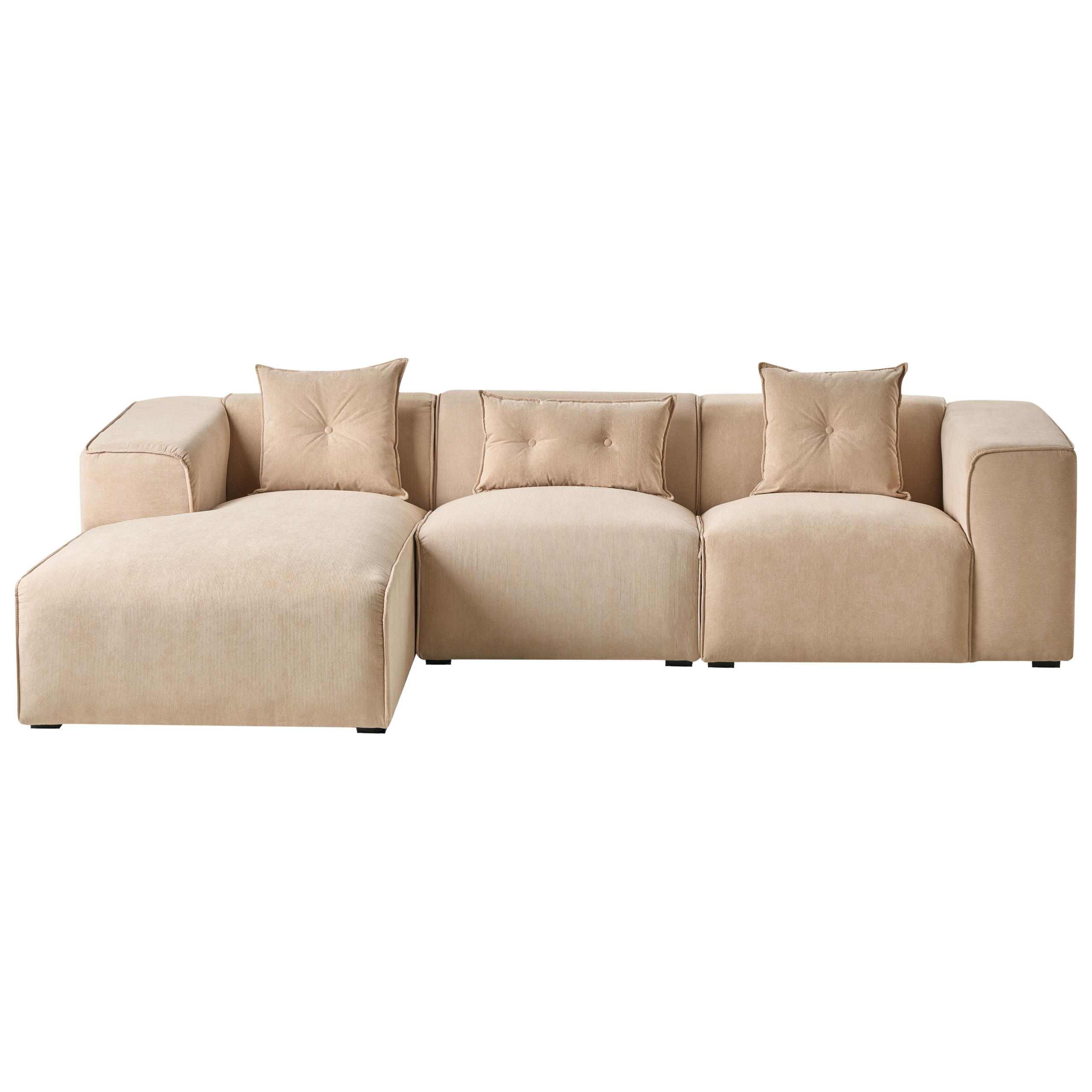 Hjørnesofa DOLVA Fløjl Beige Højrevendt