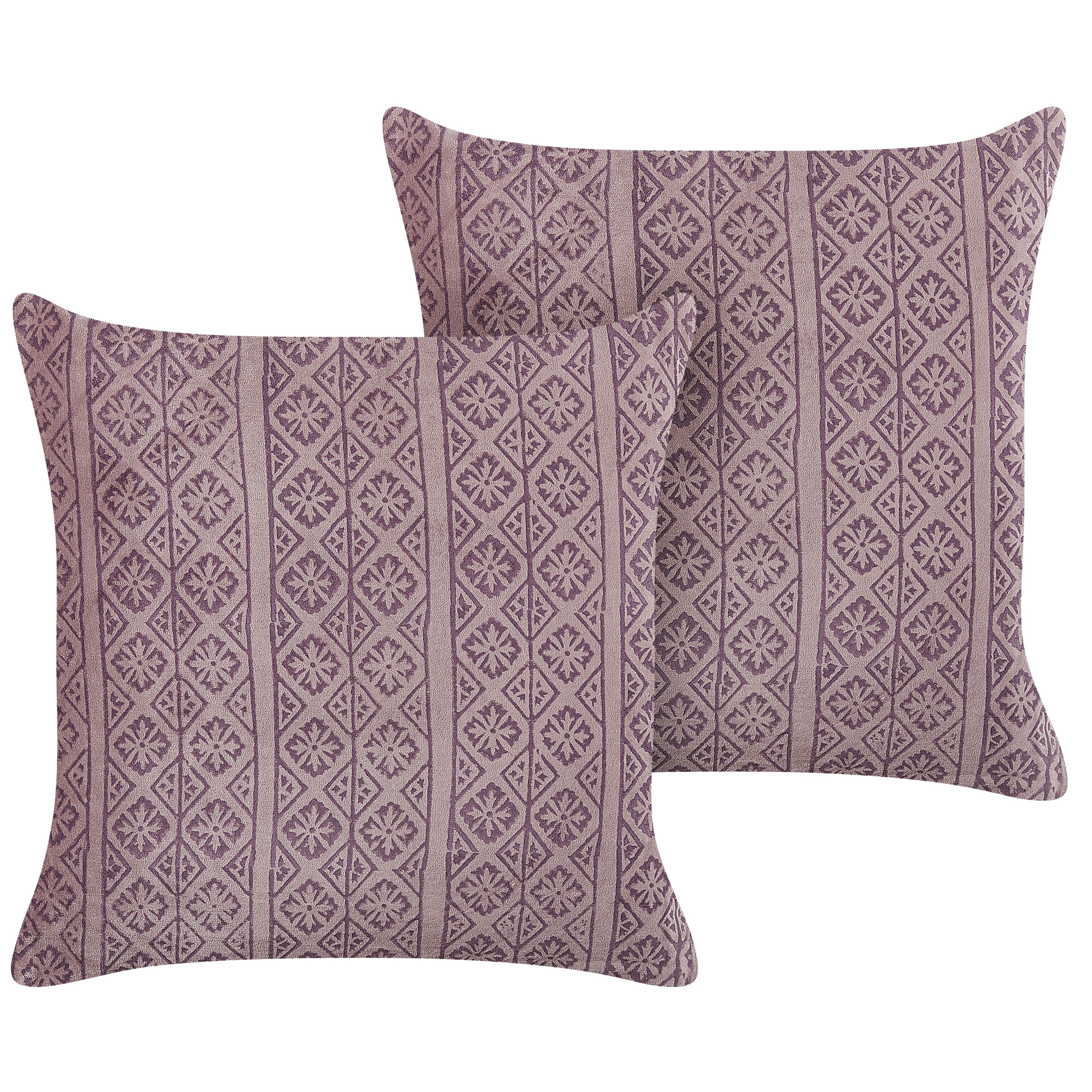 Sæt af 2 pyntepuder SILYBUM 45 x 45 cm Velour Lyserød Geometrisk mønster