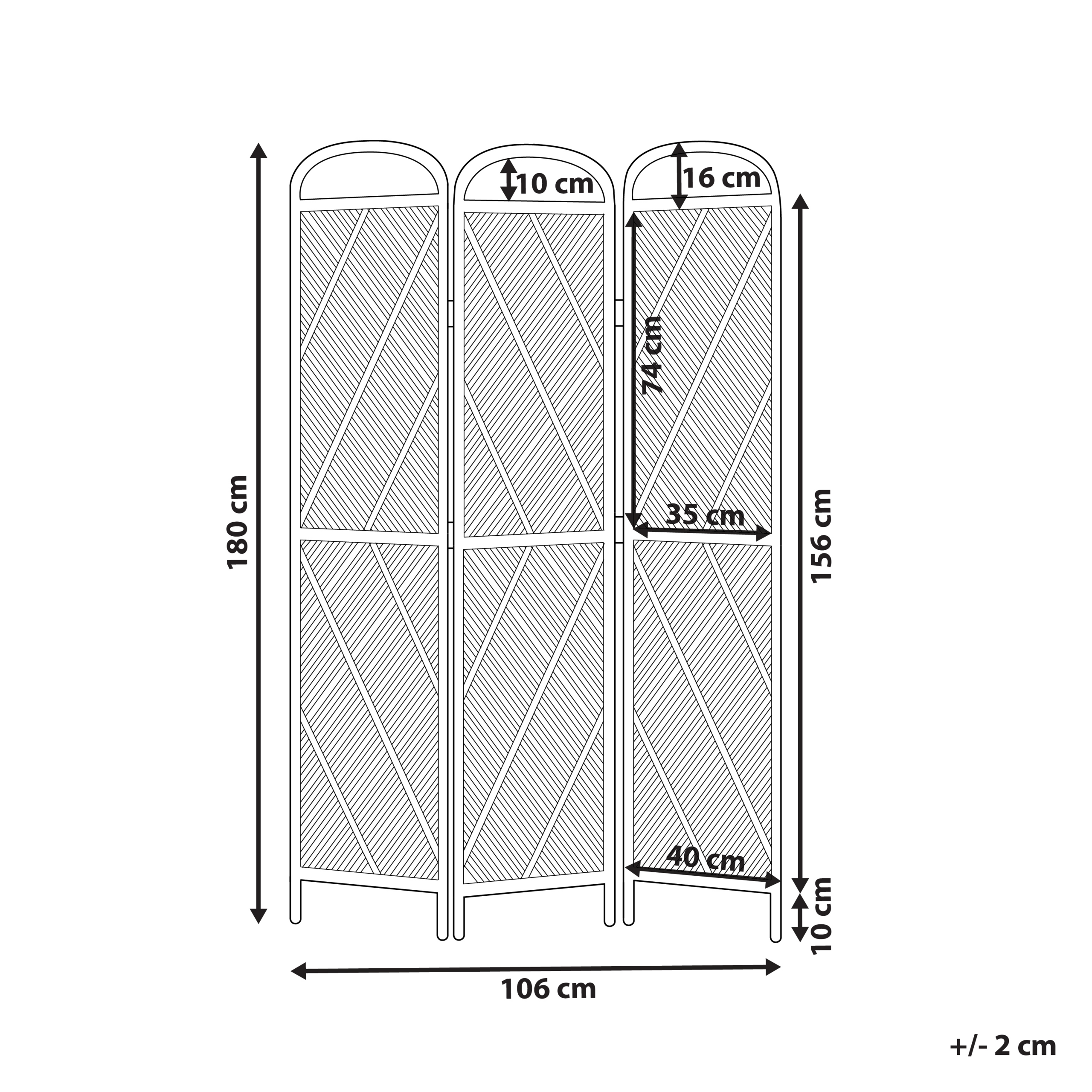 3 panelers rumdeler COSENZA 106 cm 180 cm Lysebrun