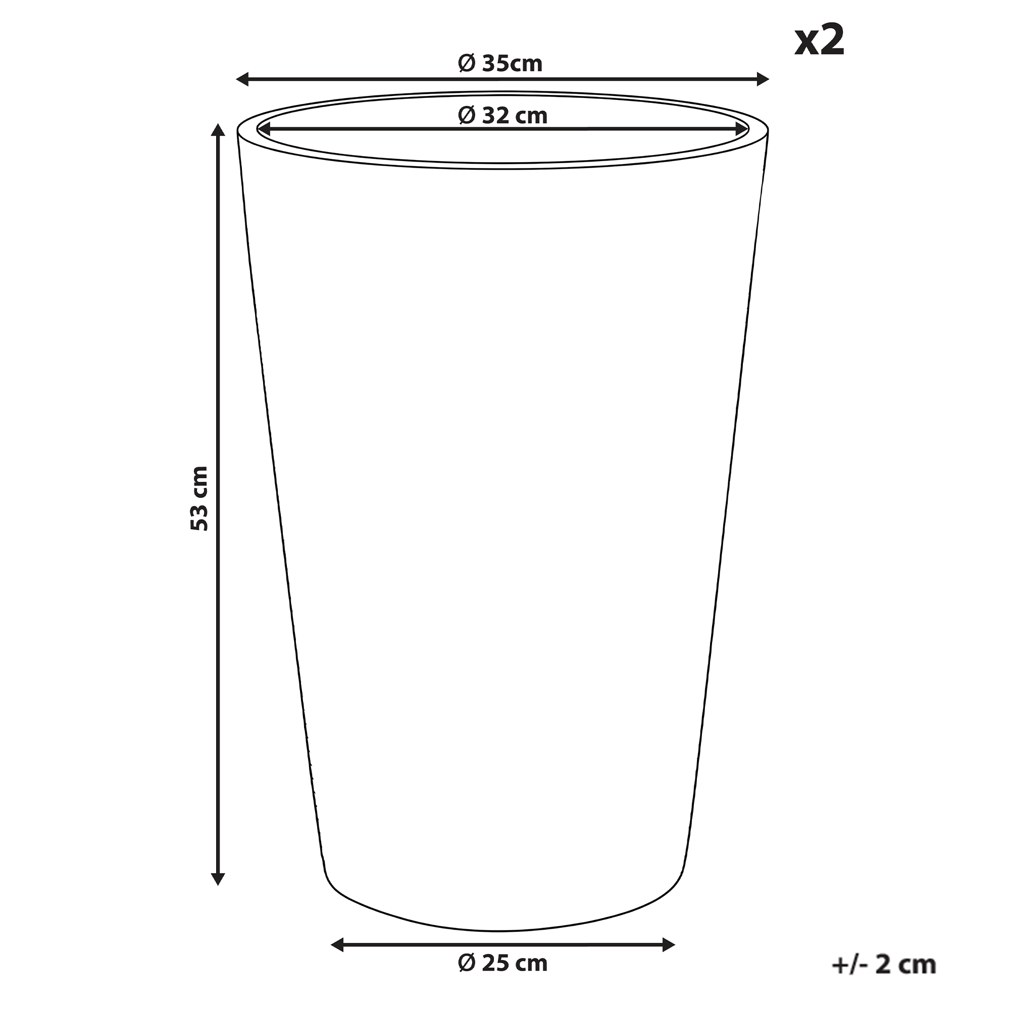 Sæt med 2 plantekrukker MEUM 35 cm Hvid