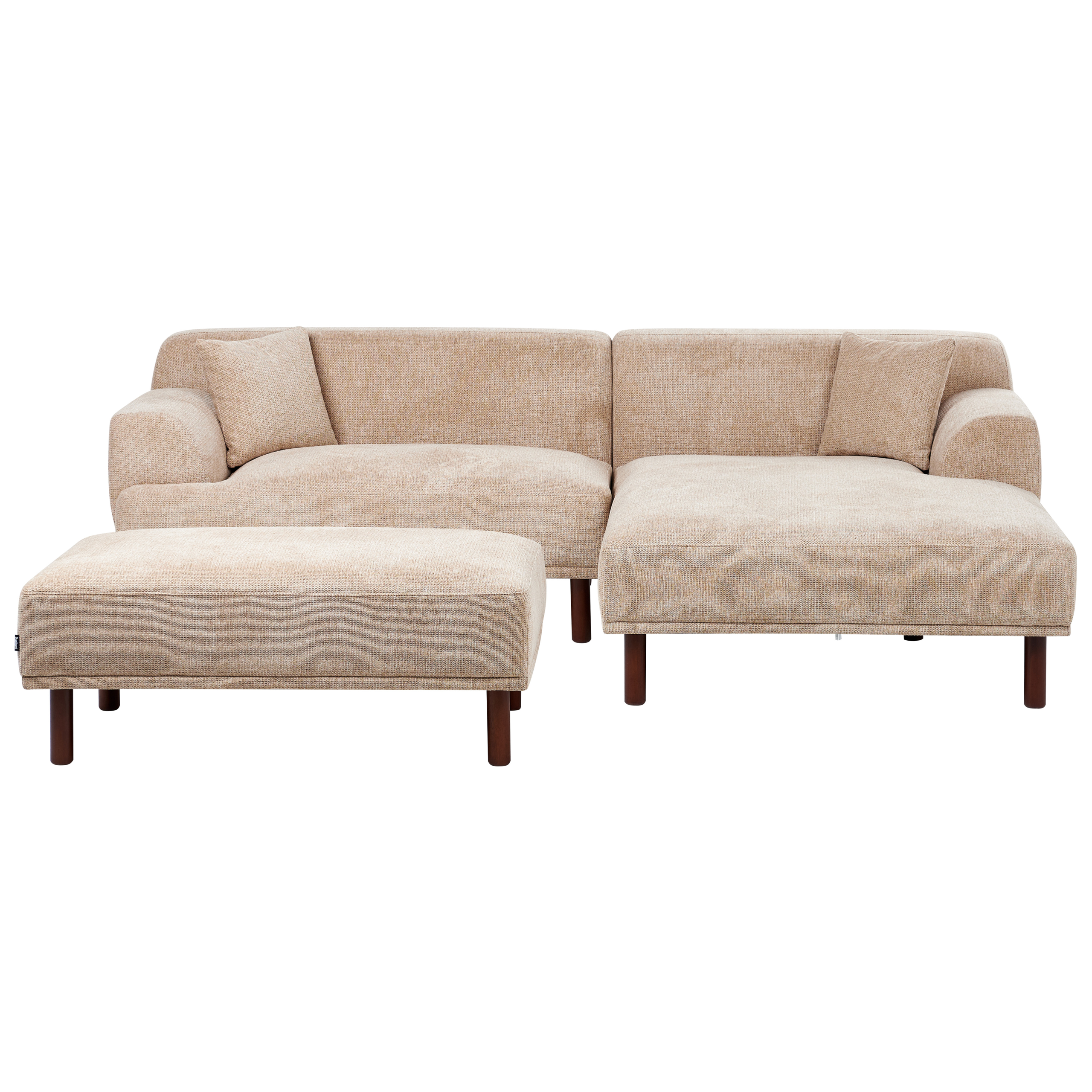 Hjørnesofa 3 personers HOLT med fodskammel Beige Venstrevendt