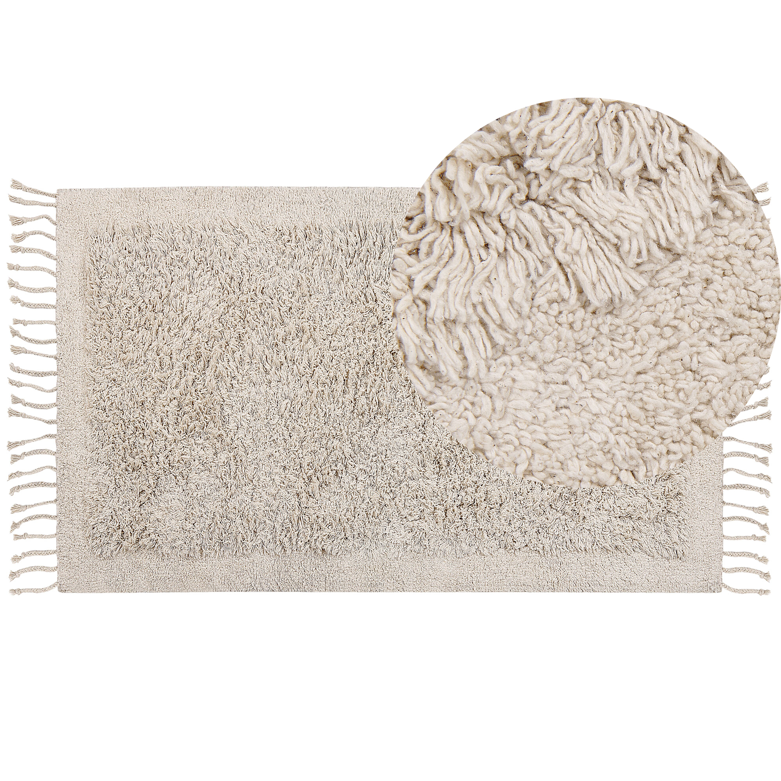 Gulvtæppe BITLIS Lys Beige 80 x 150 cm Bomuld
