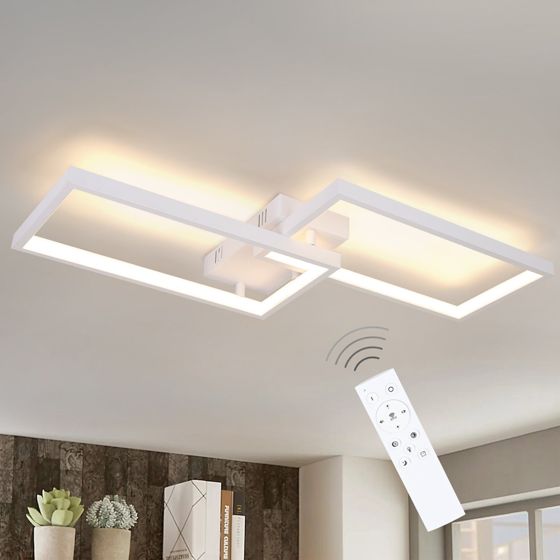 NETTLIFE dæmpbar 40W LED loftlampe i metal, hvid, moderne med fjernbetjening, egnet til køkken, stue og soveværelse
