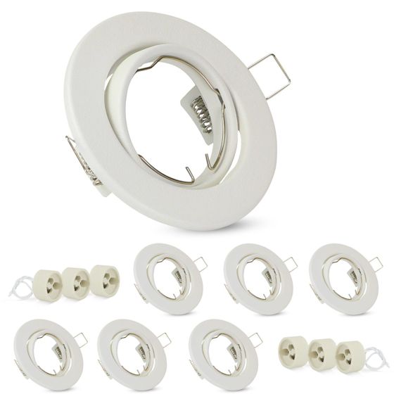 NETTLIFE Indbygget rammesæt, 6 stk. indbyggede spotlights, GU10, indbygget ramme, hvid, 50 mm, rund, metal