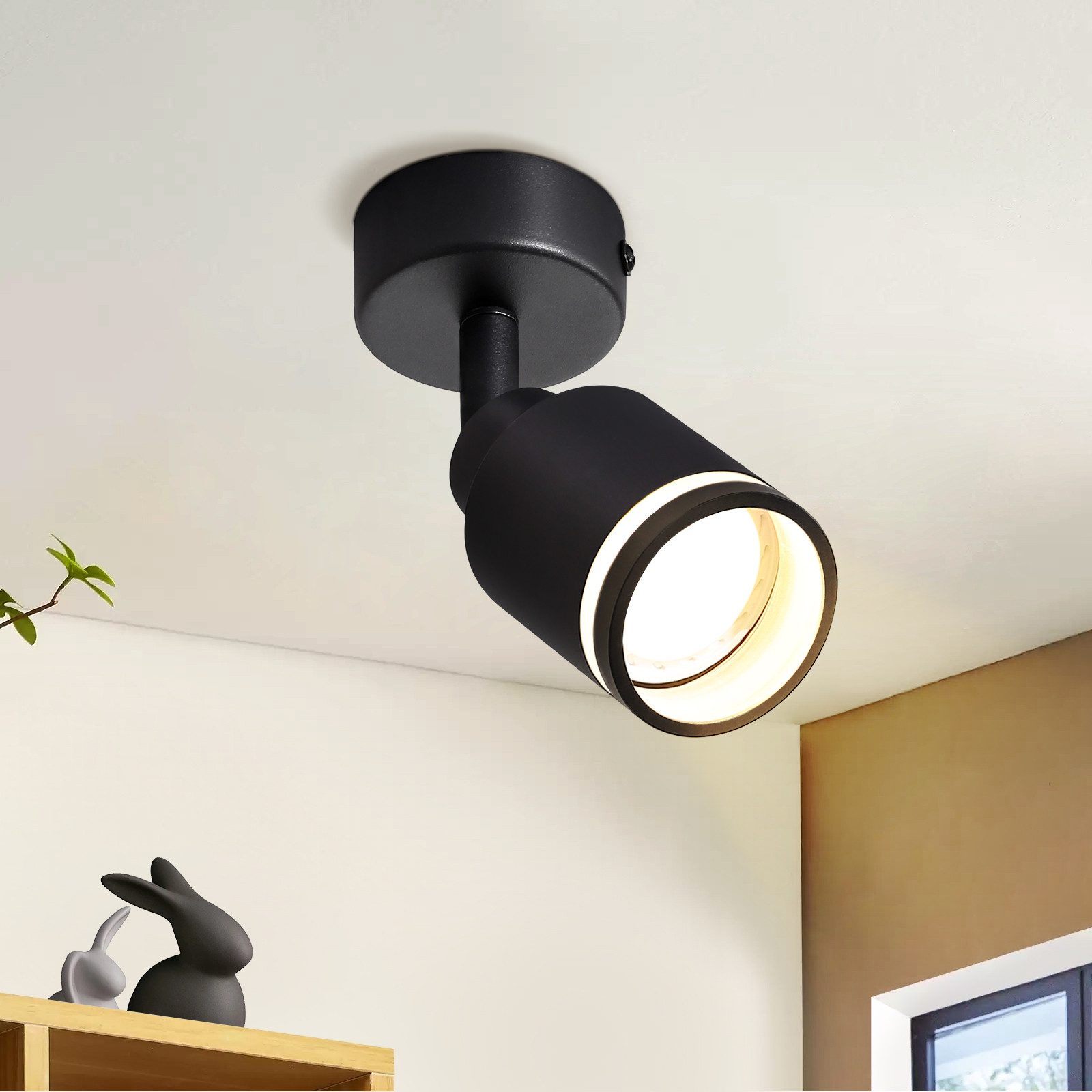NETTLIFE sort loftspot moderne loftslampe 1 justerbar pære metal GU10