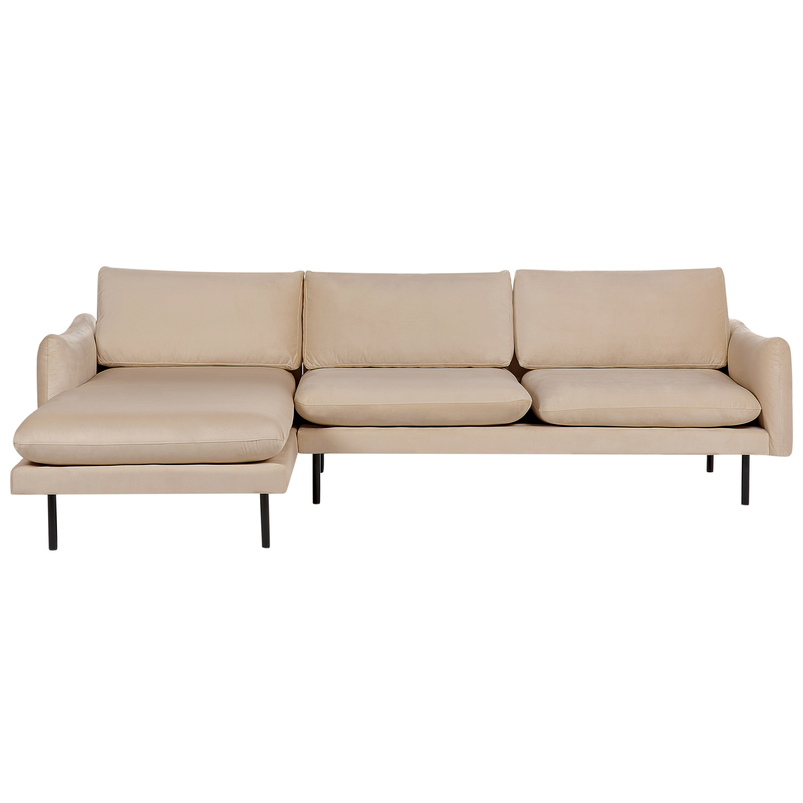 Hjørnesofa 4 personers VINTERBRO Velour Beige Højrevendt