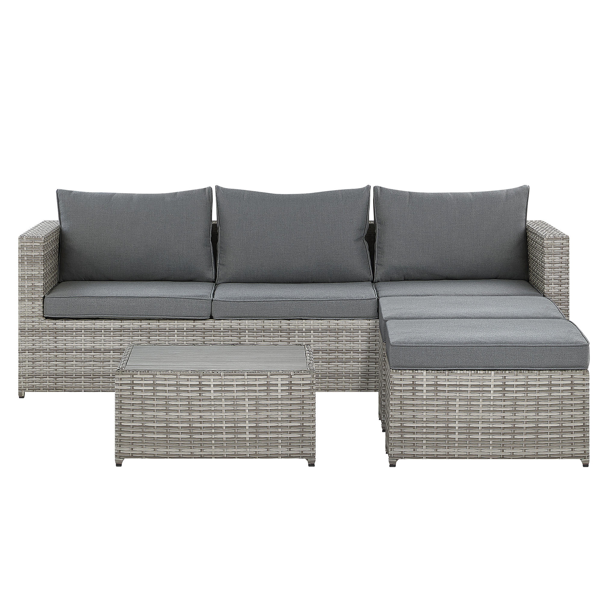 Have-hjørnesofasæt 5 personers SABBIA PE-rattan Lysegrå Højrevendt