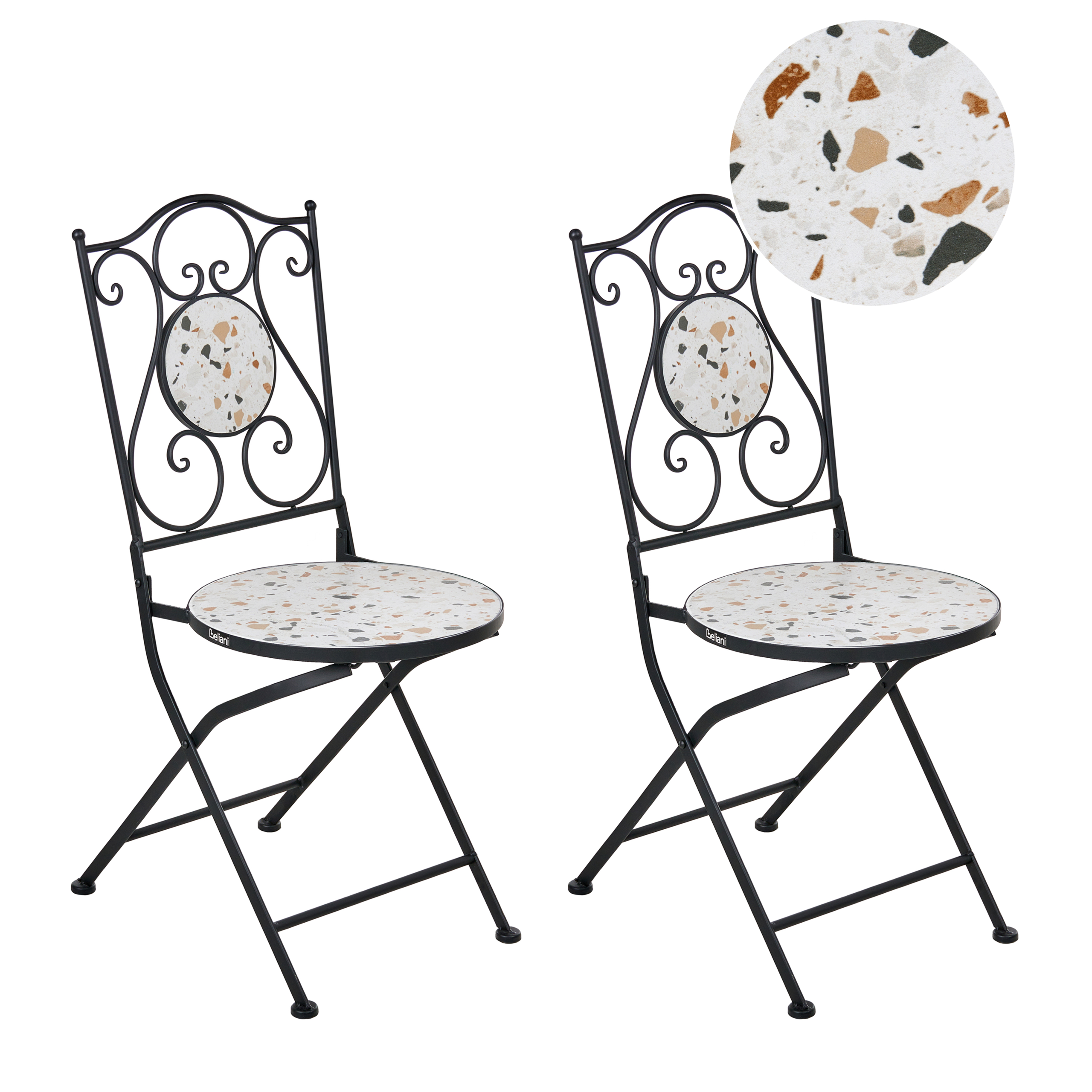 Sæt af 2 havestole ARTENA Foldbar Metal Terrazzo effekt Sort