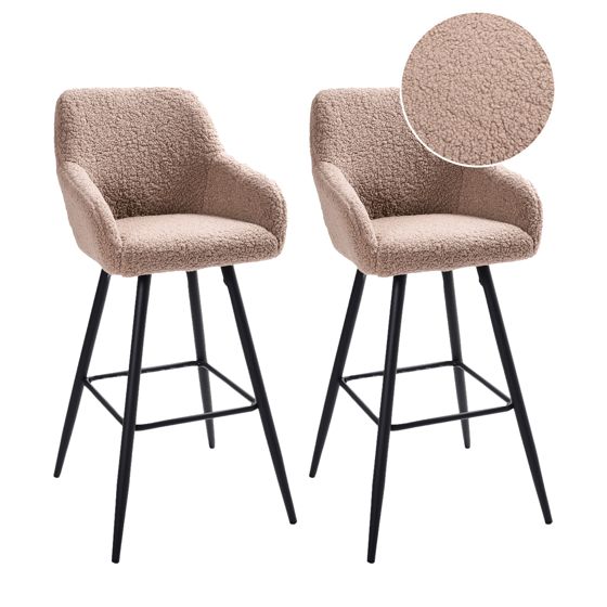 Sæt med 2 barstole CASMALIA Boucle Brungrå