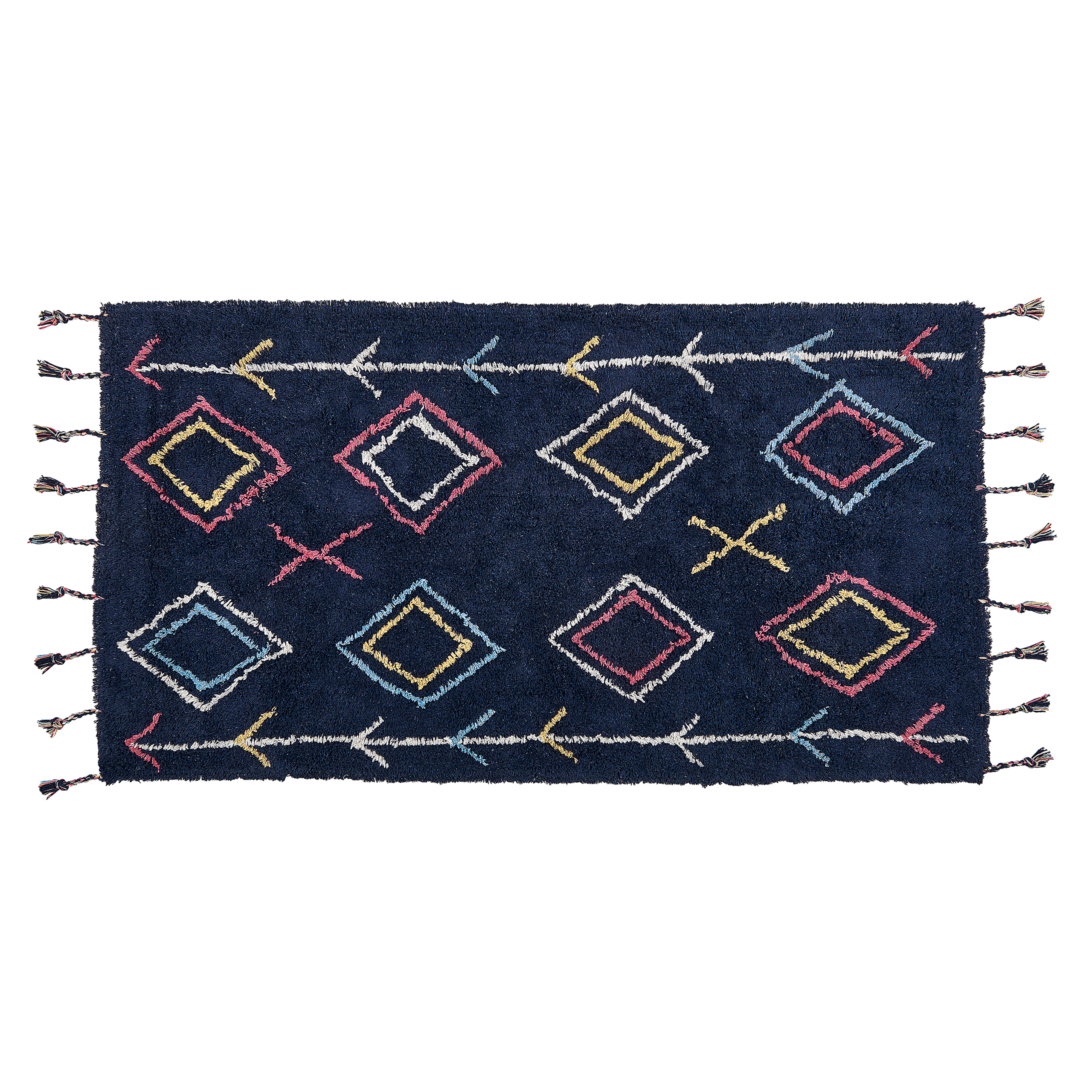 Gulvtæppe CORUM Sort 80 x 150 cm Bomuld