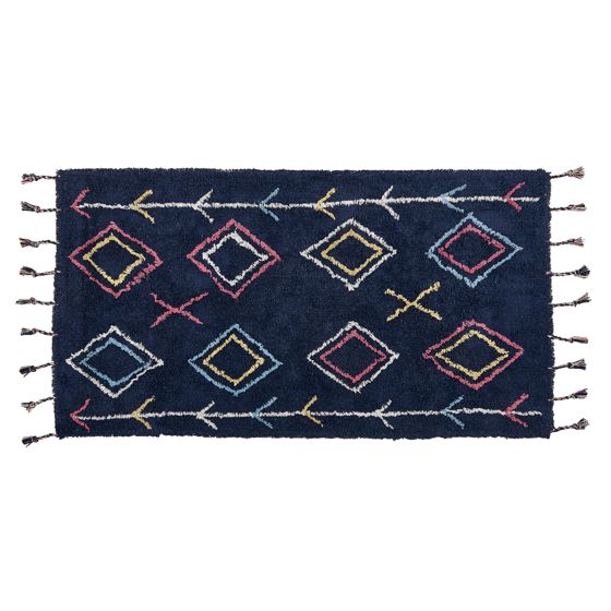 Gulvtæppe CORUM Sort 80 x 150 cm Bomuld