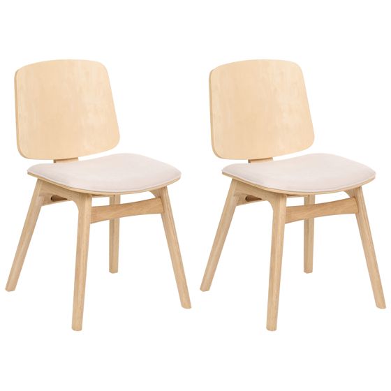 Sæt med 2 spisebordsstole CHARLESTON Træ Lysebrun/lys beige