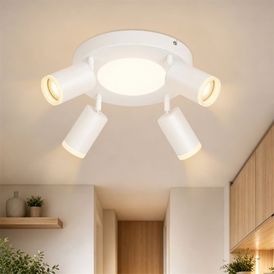 NETTLIFE Loftspotlight med 4 runde pærer 20W 3000K GU10 nem installation varm hvid 350° justerbar moderne