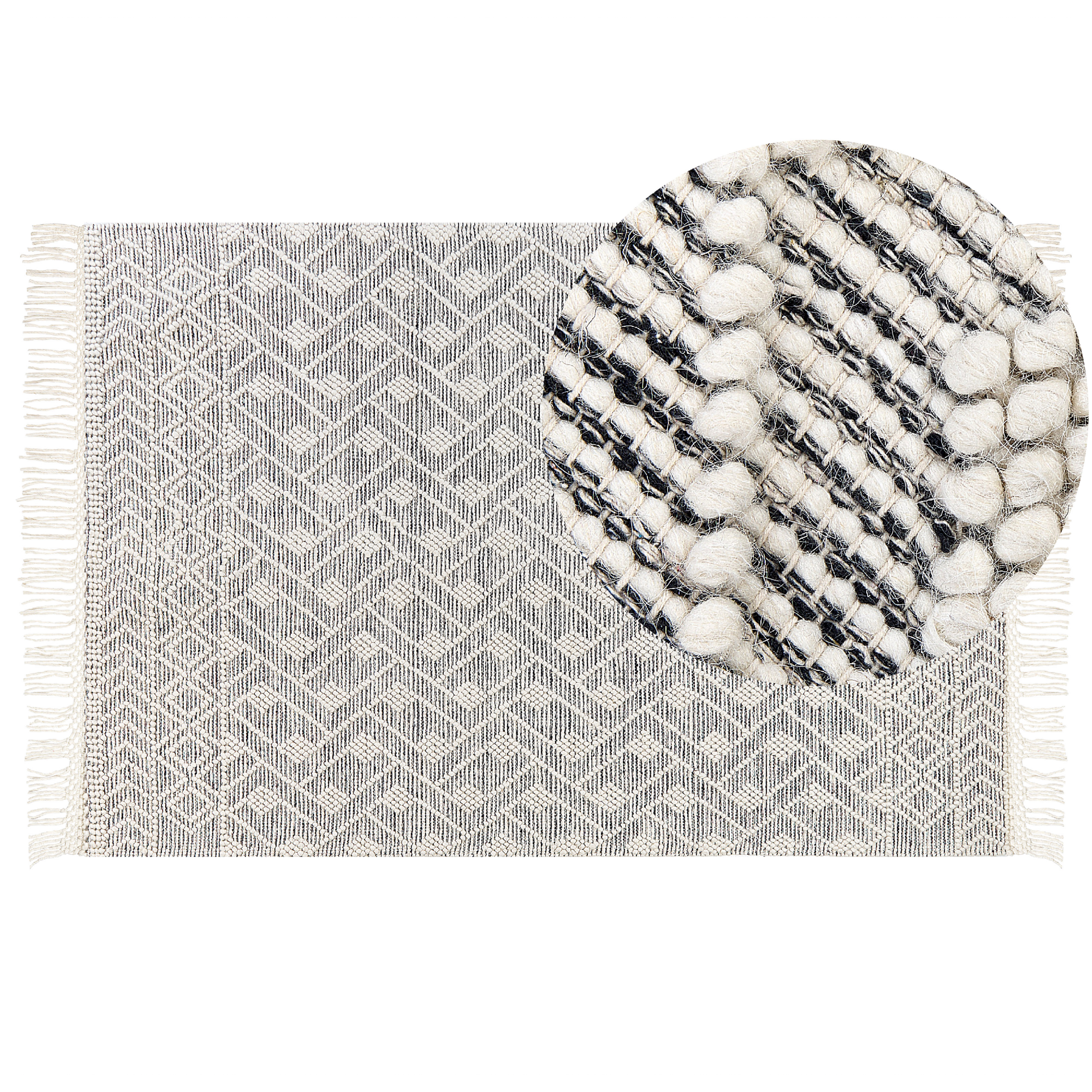 Gulvtæppe KAVAK Sort 160 x 230 cm Uld