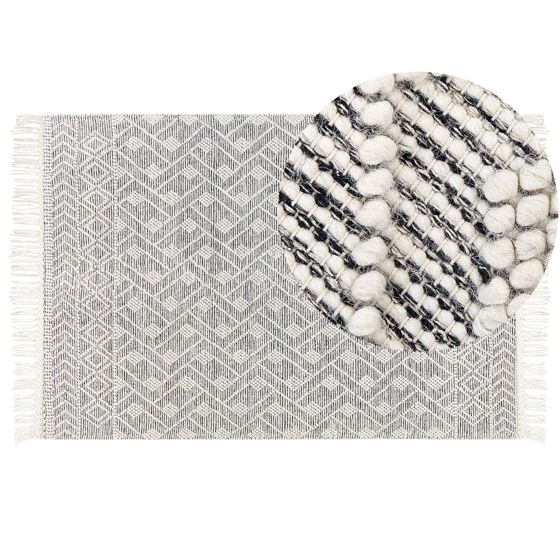 Gulvtæppe KAVAK Sort 160 x 230 cm Uld