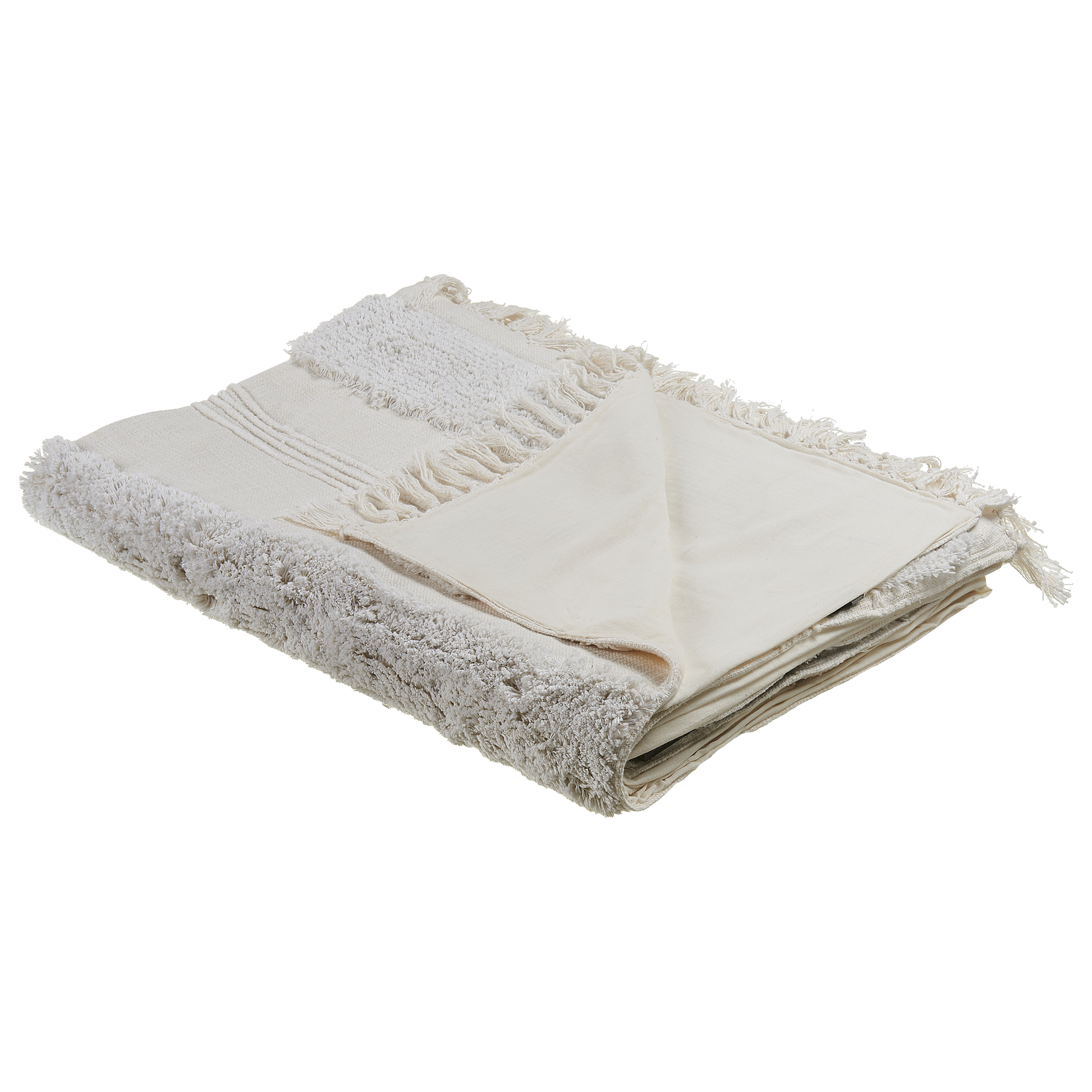 Plaid RAEBARELI Bomuld 130 x 180 cm Lys Beige