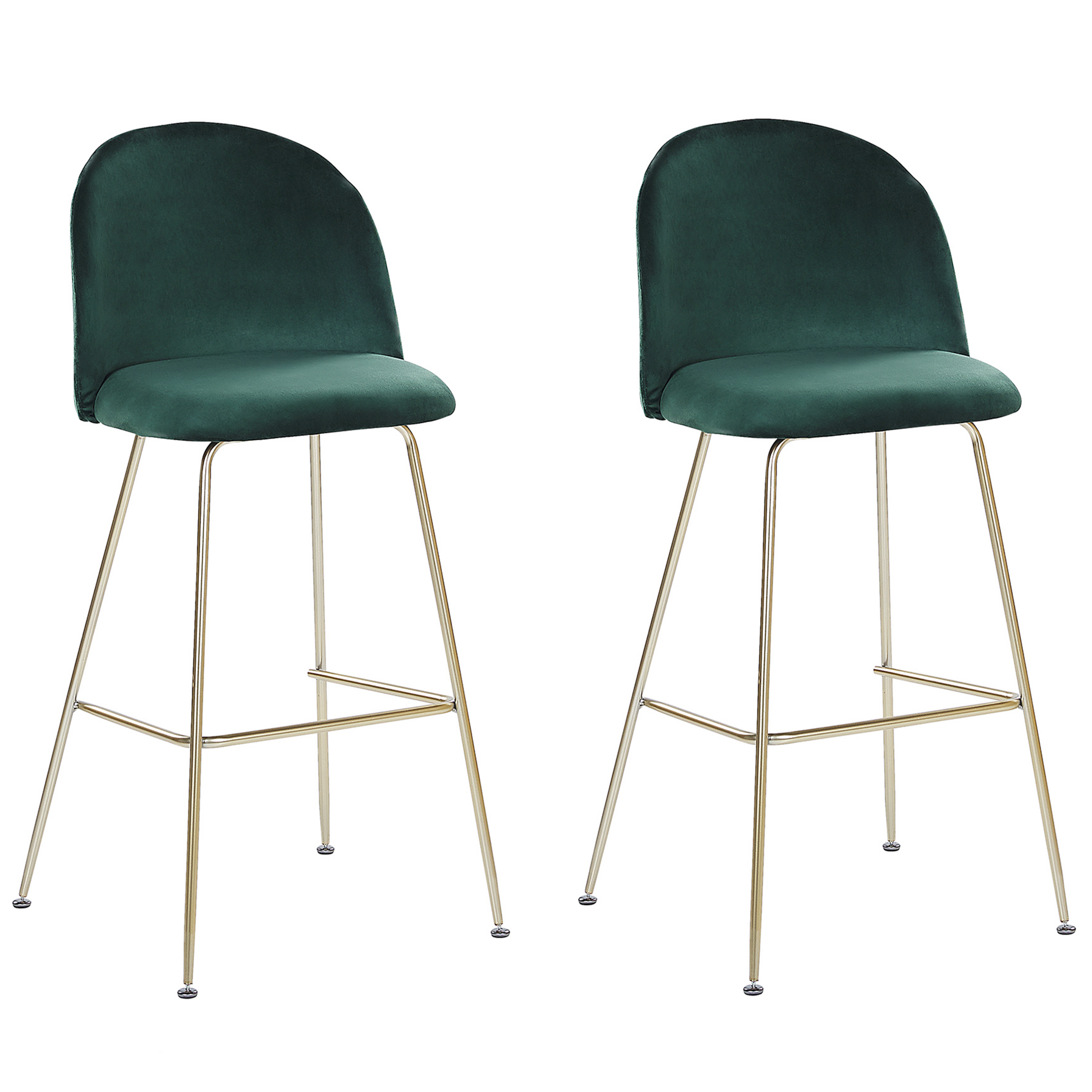 Sæt med 2 barstole ARCOLA Velour Smaragdgrøn
