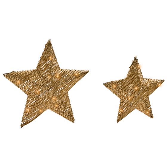 Sæt med 2 juledekorationer LED HAMPEN 24/30 cm Stjerne Guld
