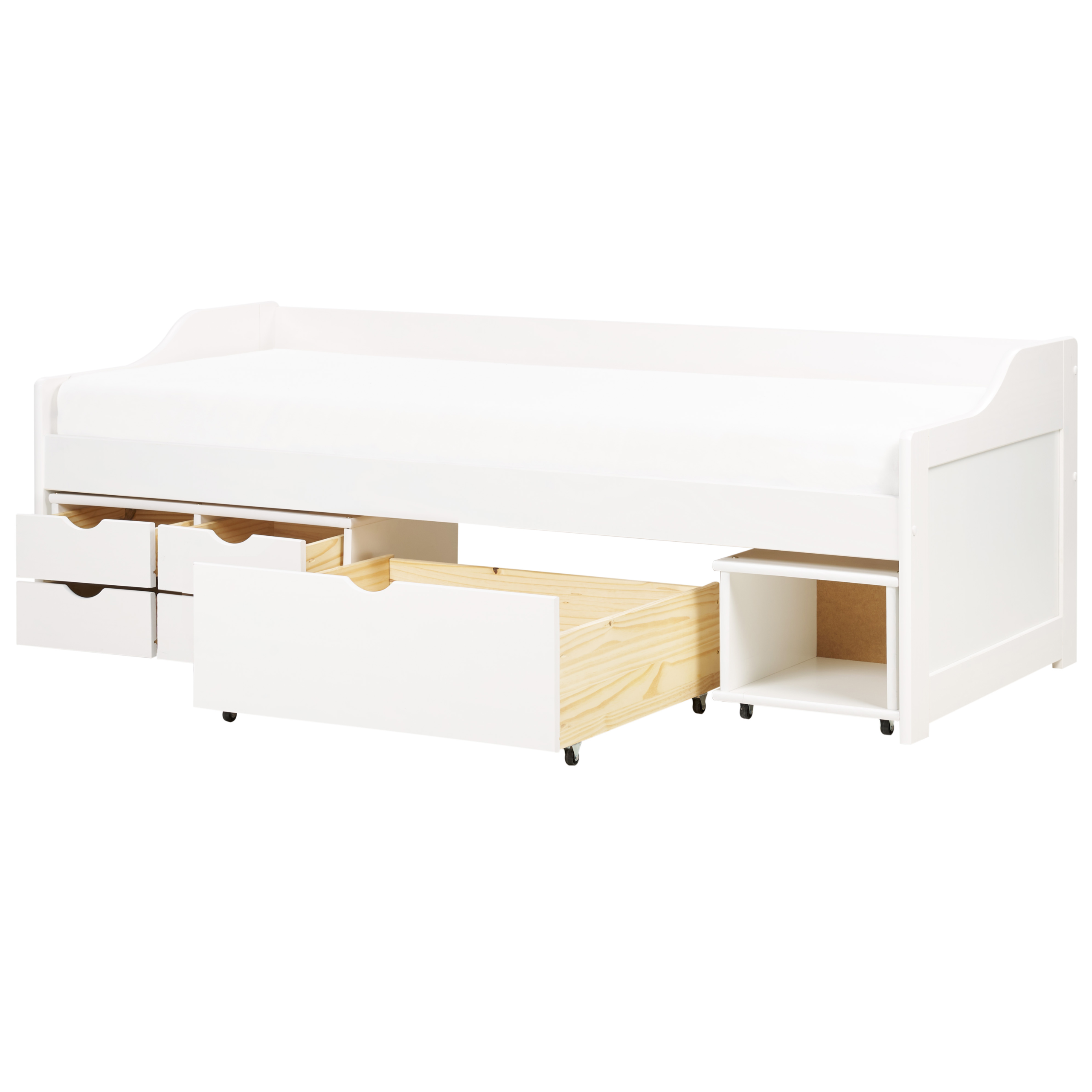 Daybed med opbevaring Fyretræ ROYVILLE 90 x 200 cm Hvid