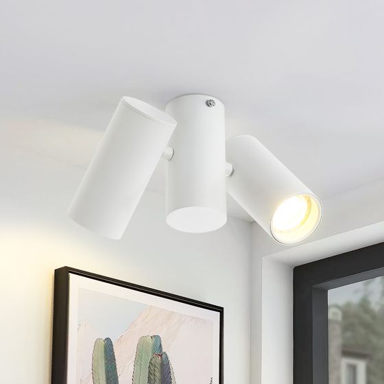 NETTLIFE - loftlampe med 2 hvide loftspotlights - GU10 moderne metal, roterbar 180°, til indendørs brug MAX. 25W uden pære