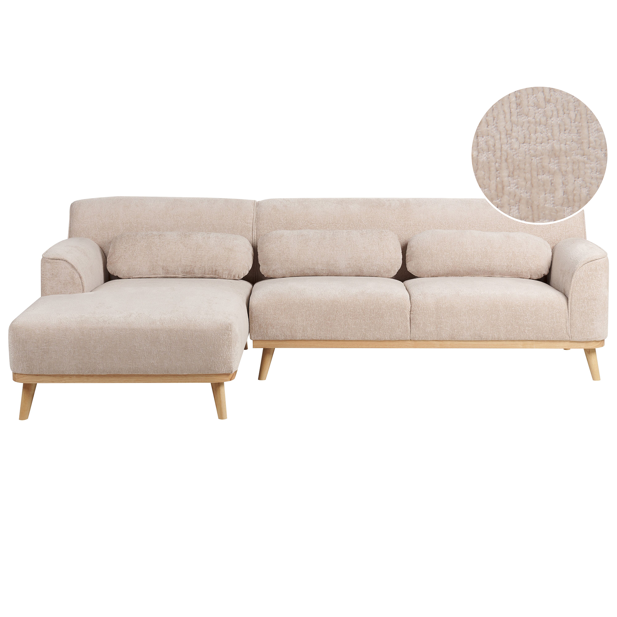 Hjørnesofa 3 personers SIMOS Chenille Beige Højrevendt