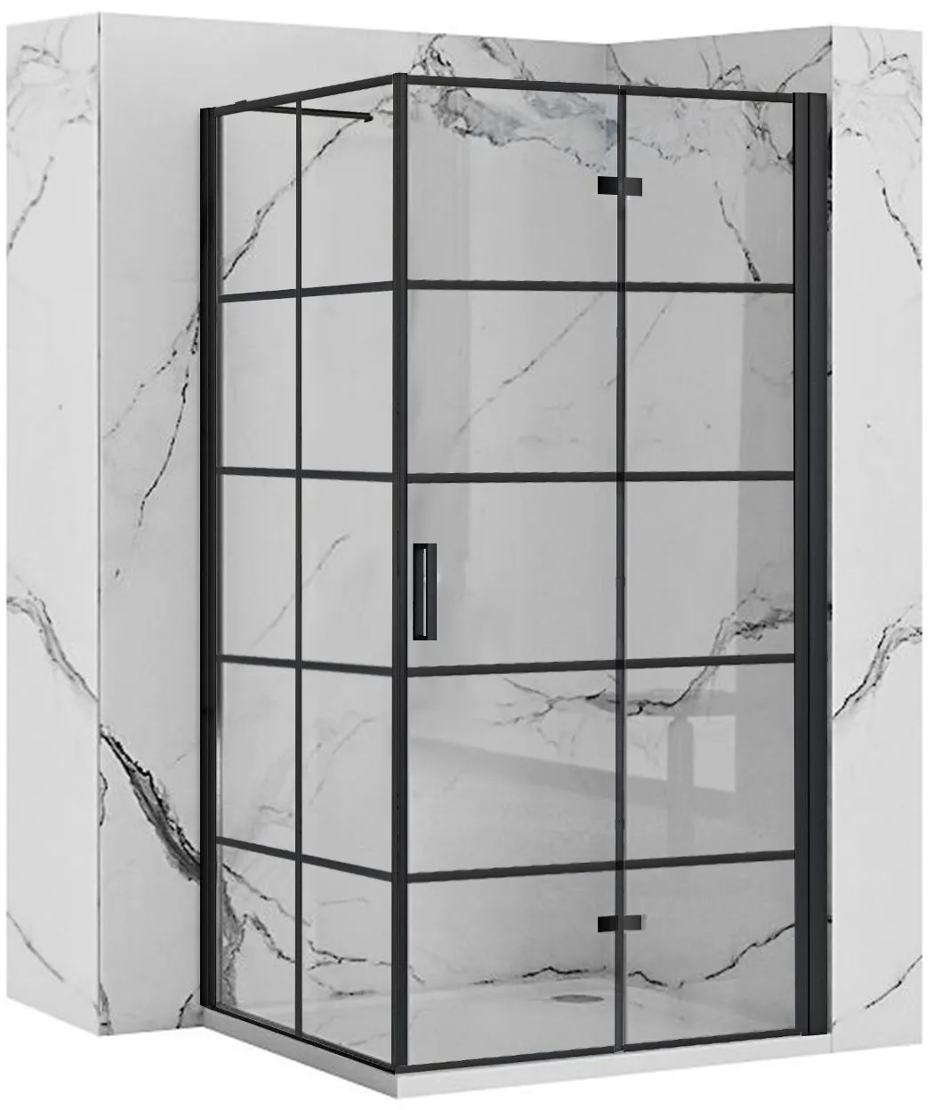 REA brusekabine MOLIER 80X80 Sort, 80x80x190cm