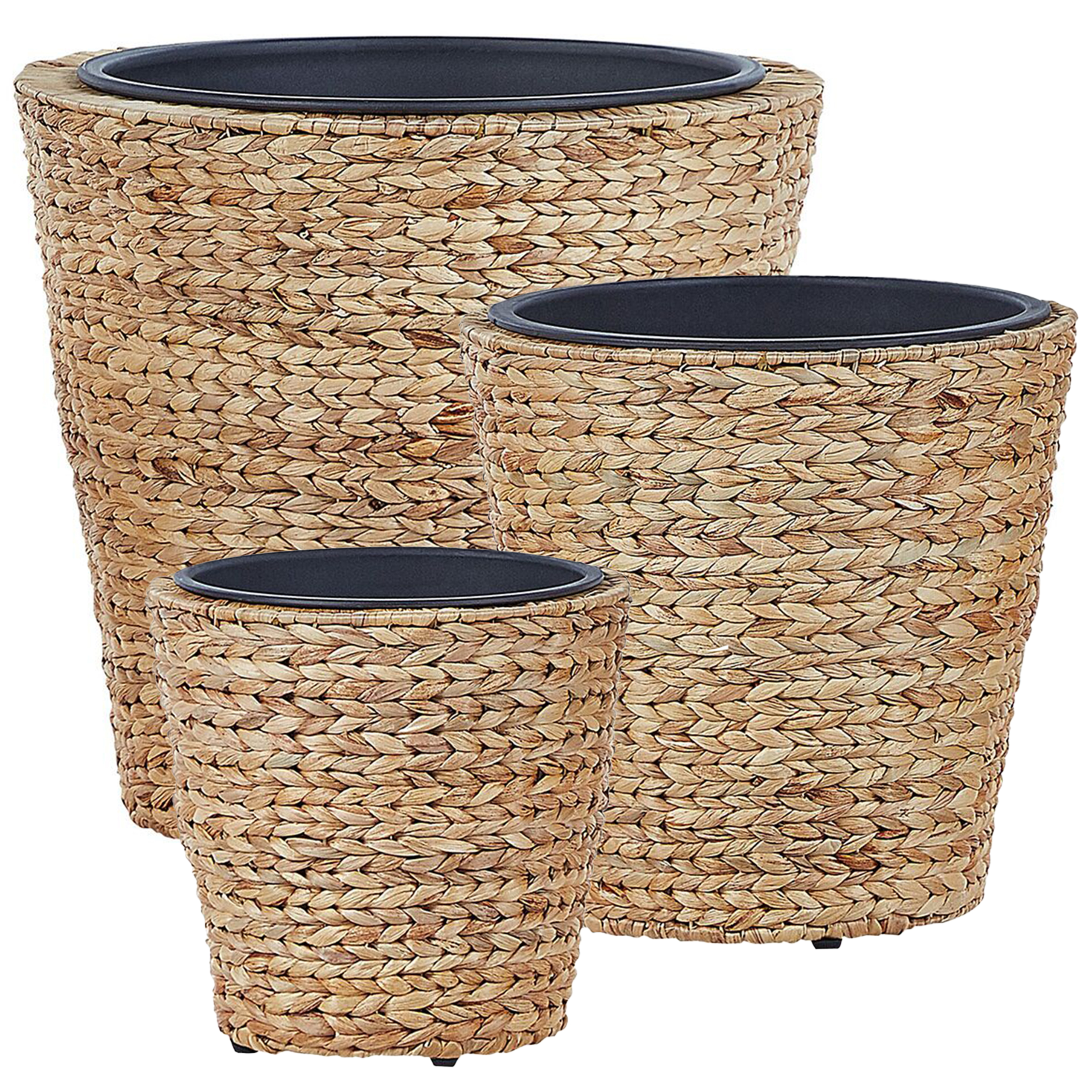 Sæt med 3 plantekrukker PLAKA 29/37/49 cm Vandhyacint Naturlig
