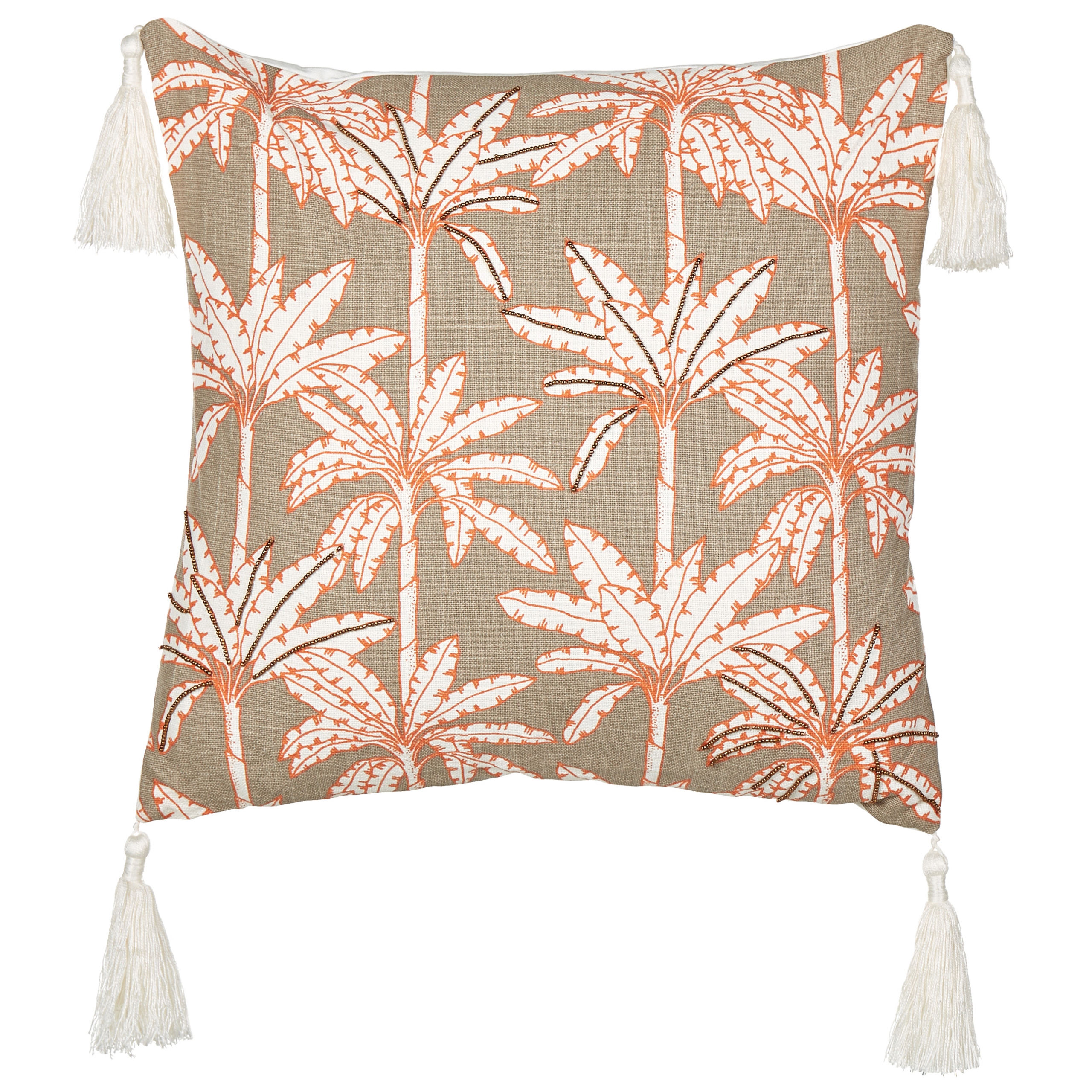 Pyntepude MELOBESIA 45 x 45 cm Bomuld Beige Plante mønster