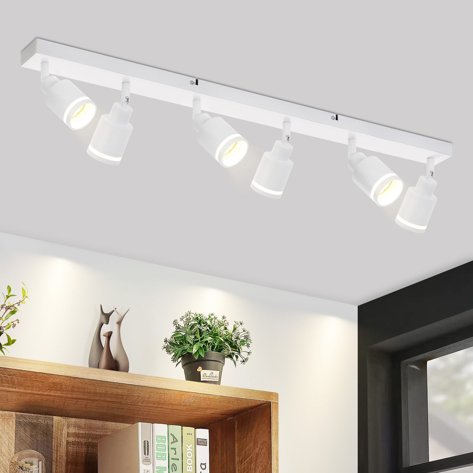 NETTLIFE moderne hvid loftslampe: 6 justerbare metalspotlights i loftet, GU10 til kontor, soveværelse uden pære