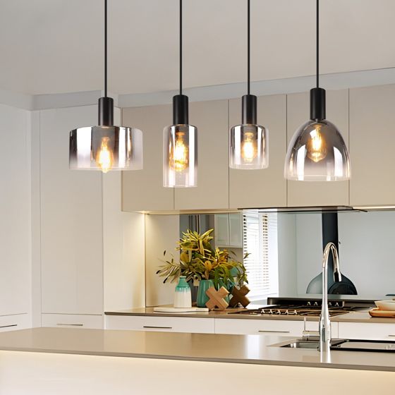 NETTLIFE Vintage - spisebordspendellampe, røggråt glas, E27, højdejusterbar, til stuen
