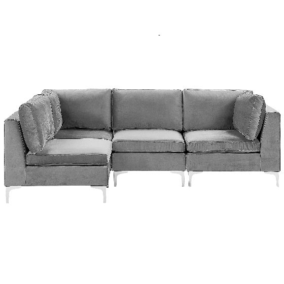 Hjørnesofa modul 4 personers EVJA Velour Grå Højrevendt