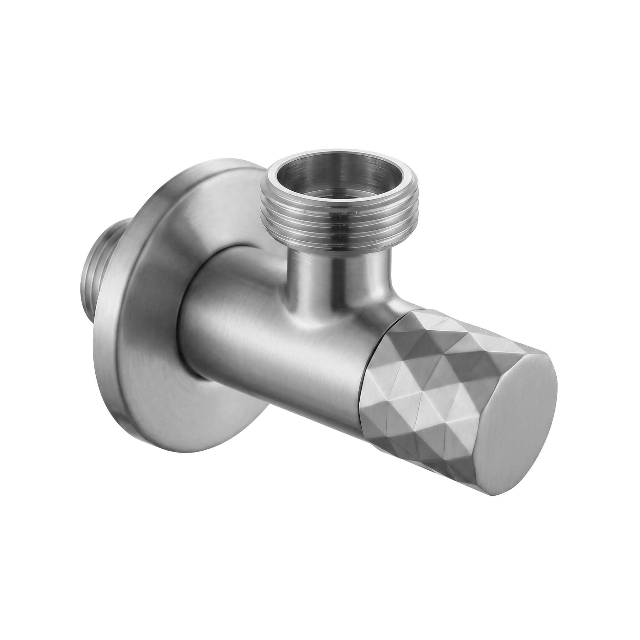 REA vinkelventil Diamond 03 1/2" x 3/4" , Børstet stål, 6,6x5x4,1cm