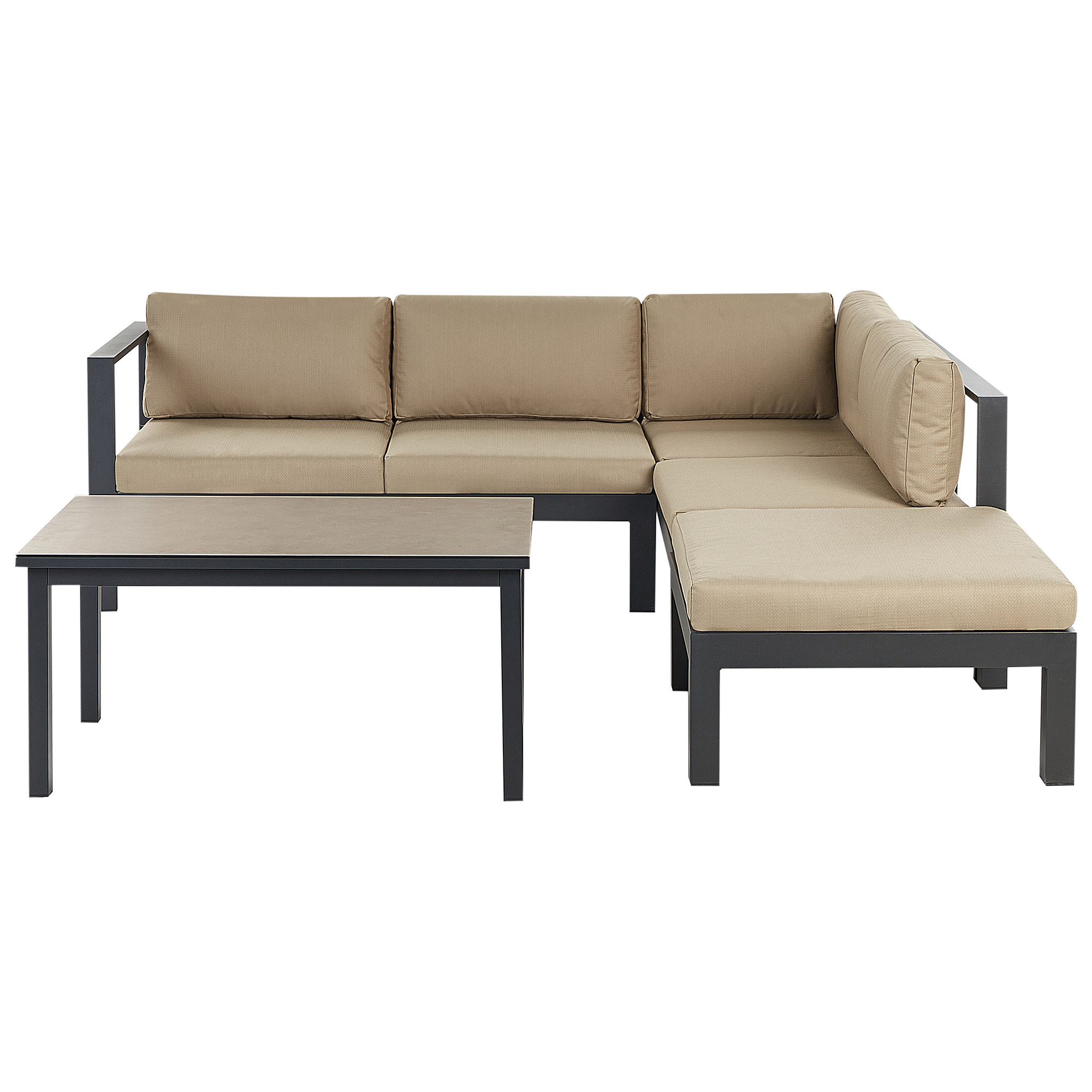 Have-hjørnesofasæt 5 personers MESSINA Metal Mørk beige Venstrevendt