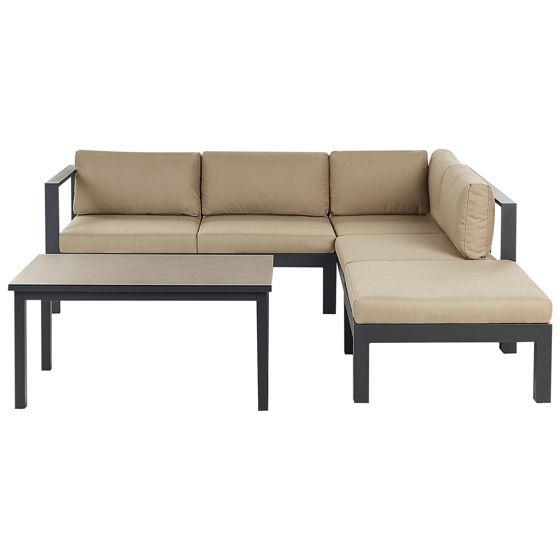 Have-hjørnesofasæt 5 personers MESSINA Metal Mørk beige Venstrevendt