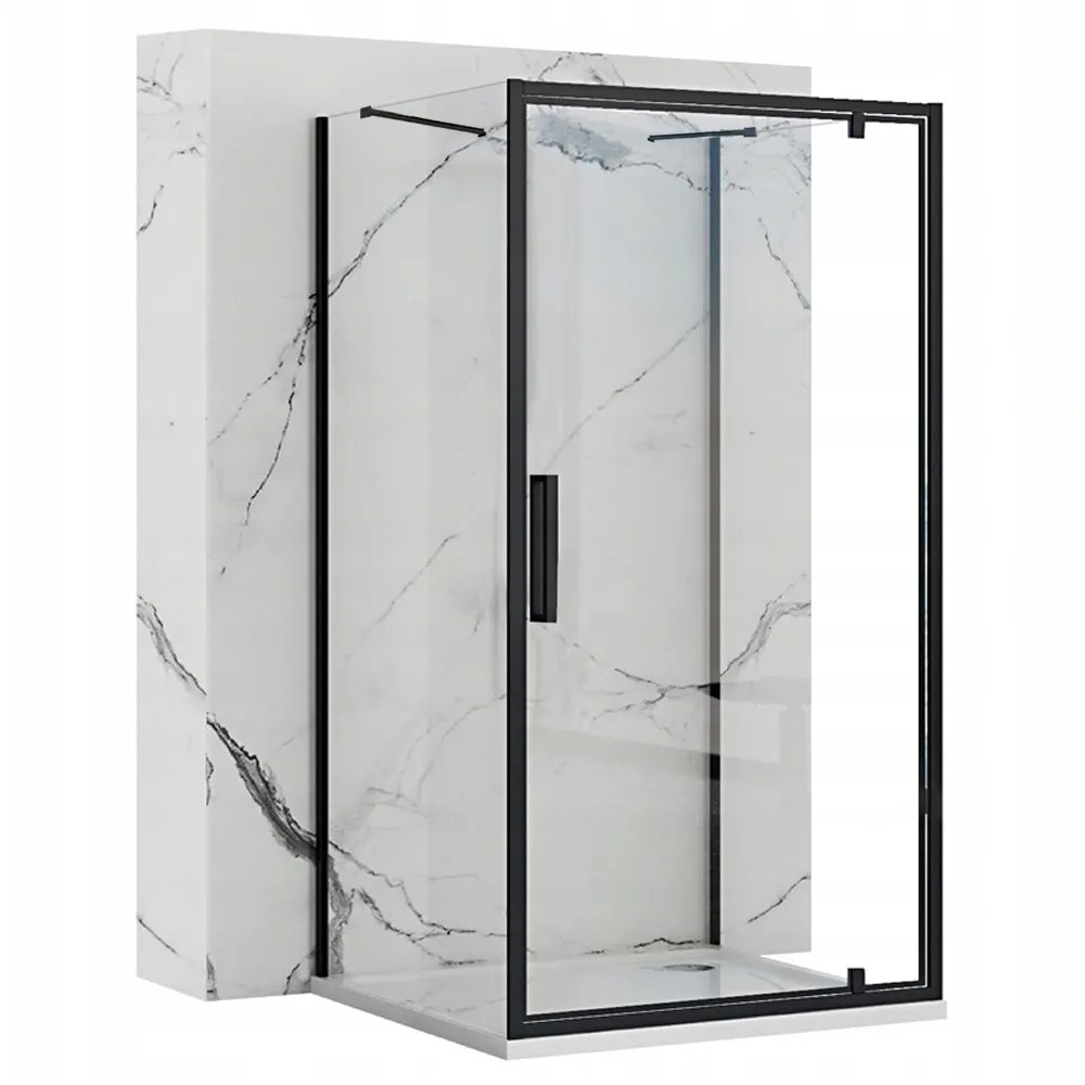 REA brusekabine til vægplacering RAPID SWING 100x80 Sort, 100x80x195cm