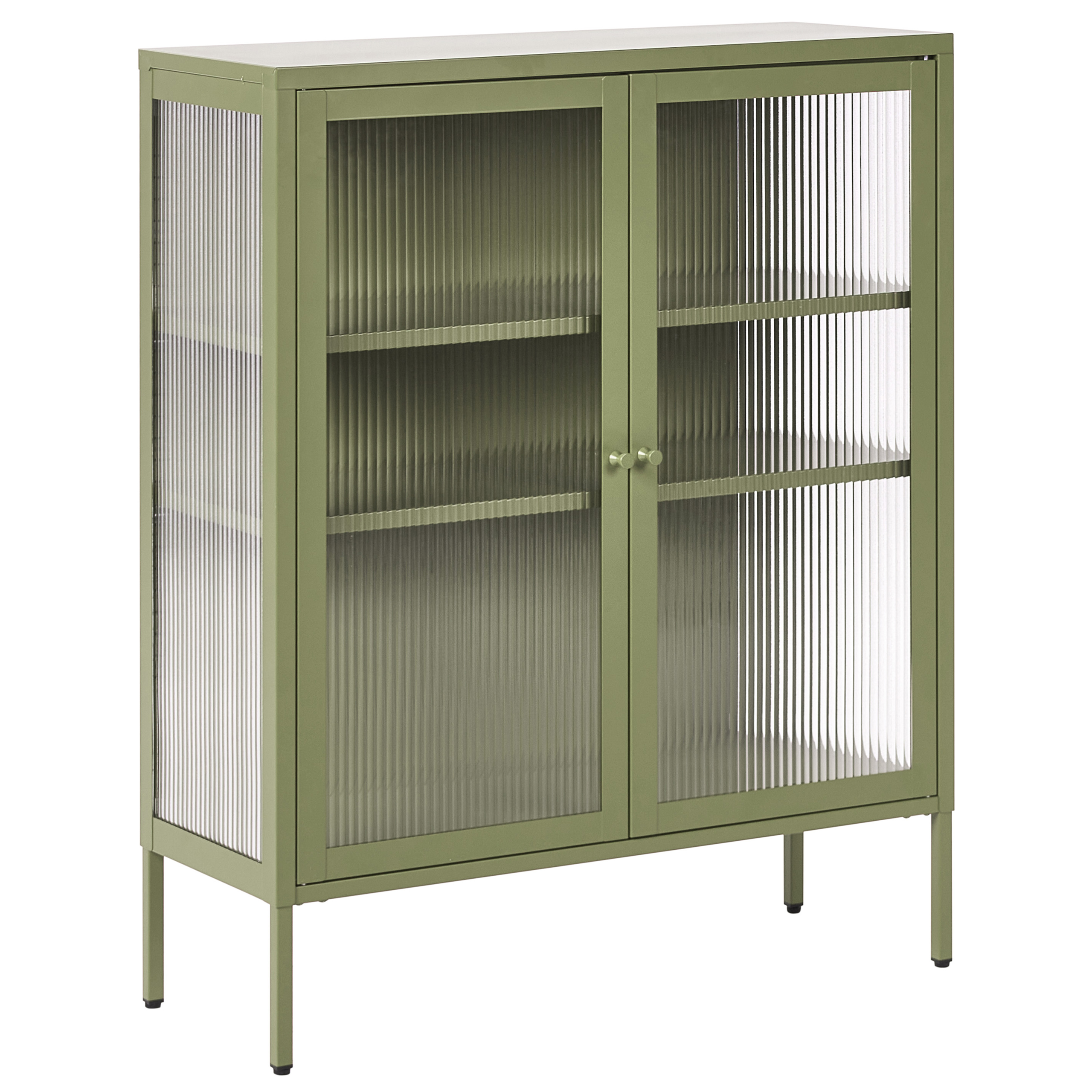 Glas vitrine skænk LERRYN 90 cm Metal Grøn
