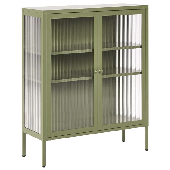 Glas vitrine skænk LERRYN 90 cm Metal Grøn