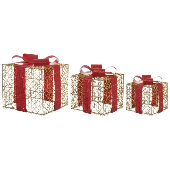 LED LYSEREN 20/25/30 cm Julegaver Guld
