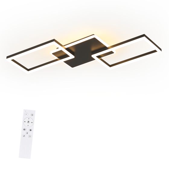 NETTLIFE LED loftlampe til stuen - stor sort dæmpbar loftlampe med fjernbetjening 63 W moderne metallampe til soveværelset 80 cm