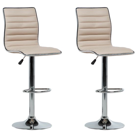 Sæt med 2 barstole LUCERNE Kunstlæder Lys Beige
