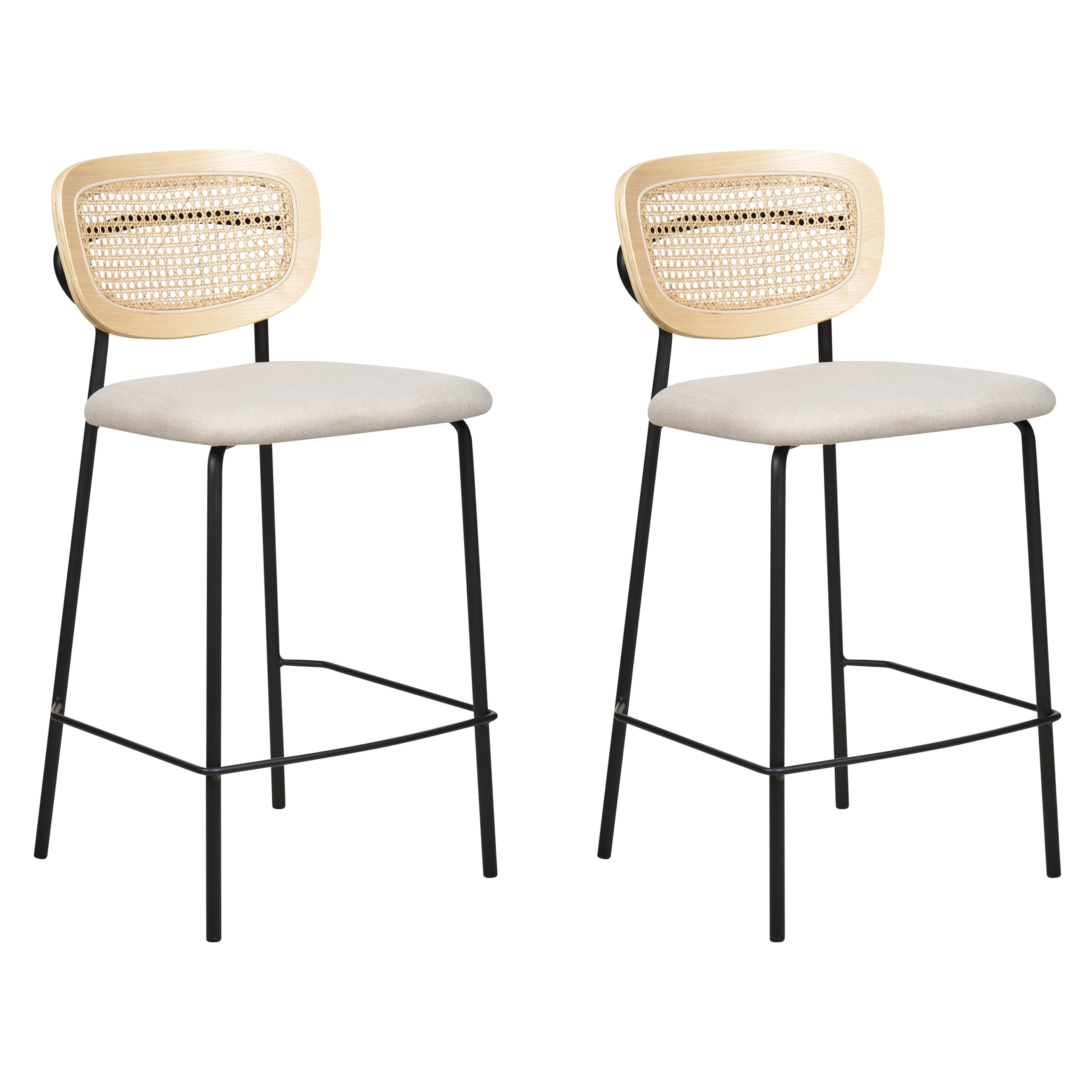 Sæt med 2 barstole MAYETTA Rattan Lys Beige