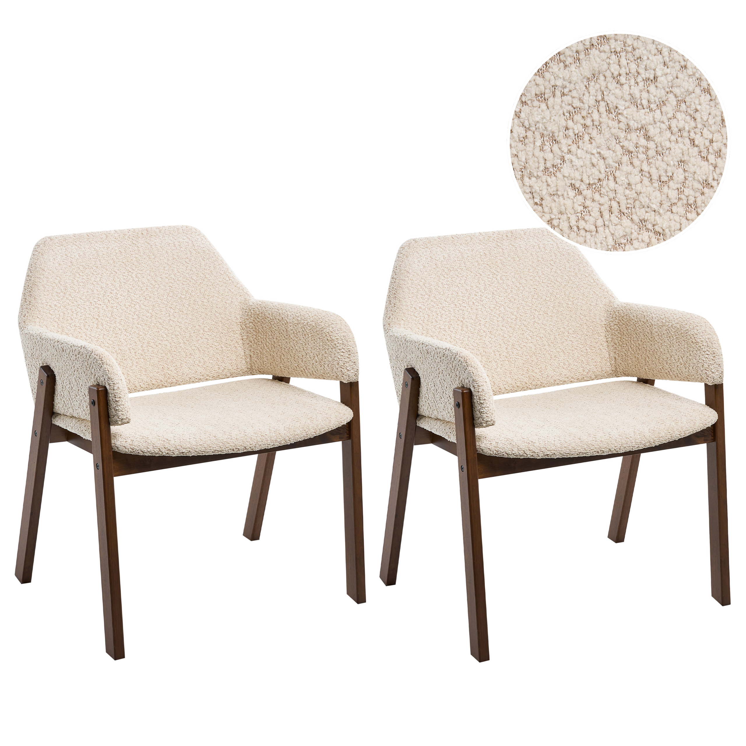 Sæt med 2 spisebordsstole ALBION Boucle Lys Beige