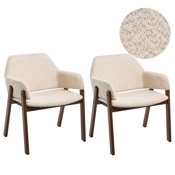 Sæt med 2 spisebordsstole ALBION Boucle Lys Beige