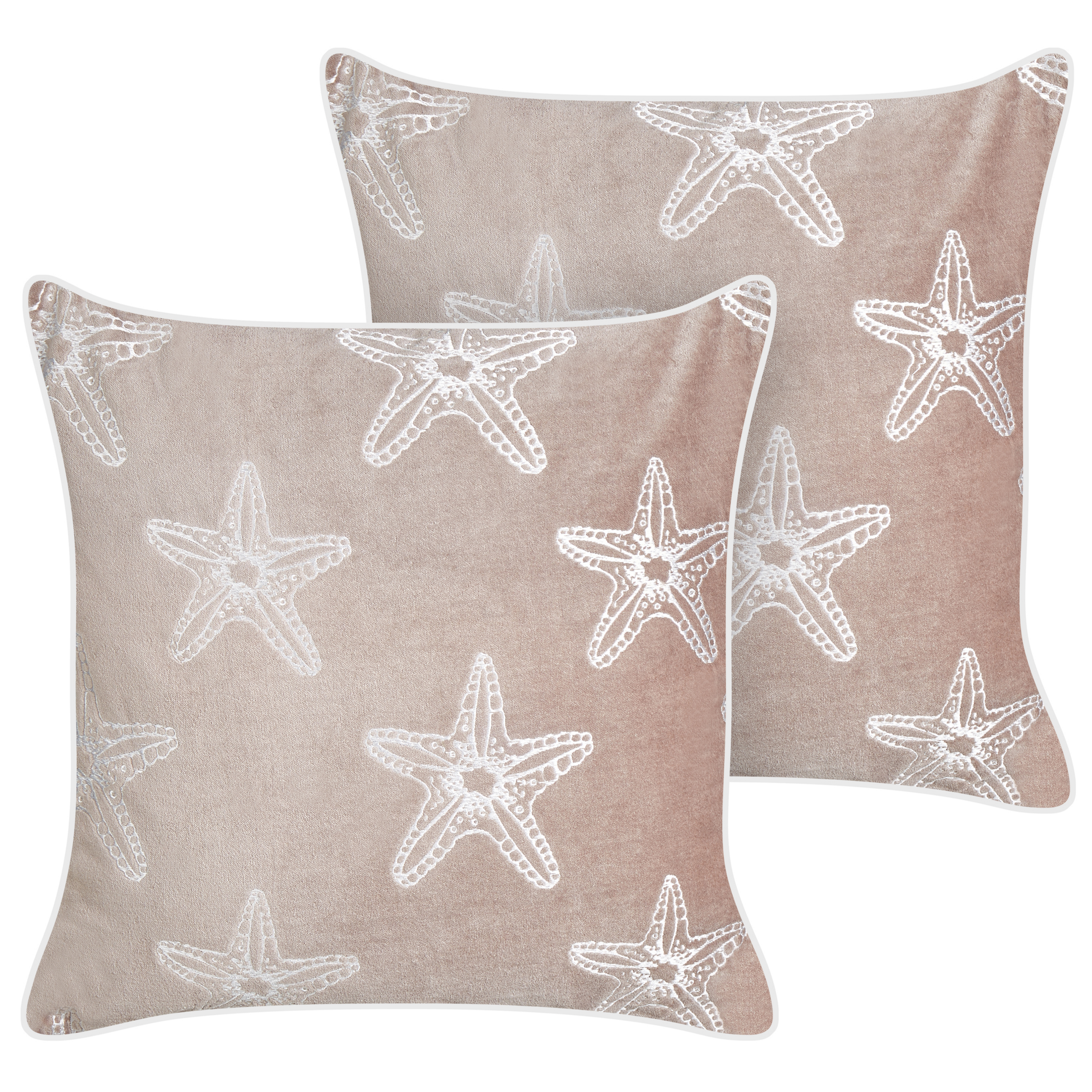 Sæt af 2 pyntepuder CERAMIUM 45 x 45 cm Velour Pastellrosa Blomstermønster