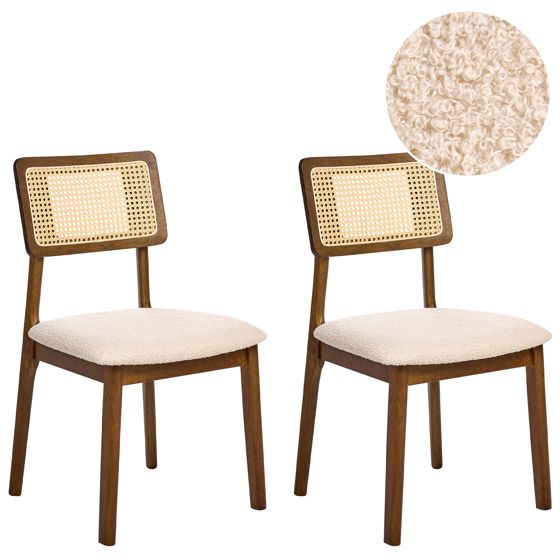 Sæt med 2 spisebordsstole EMBAR Træ Brun/lys beige