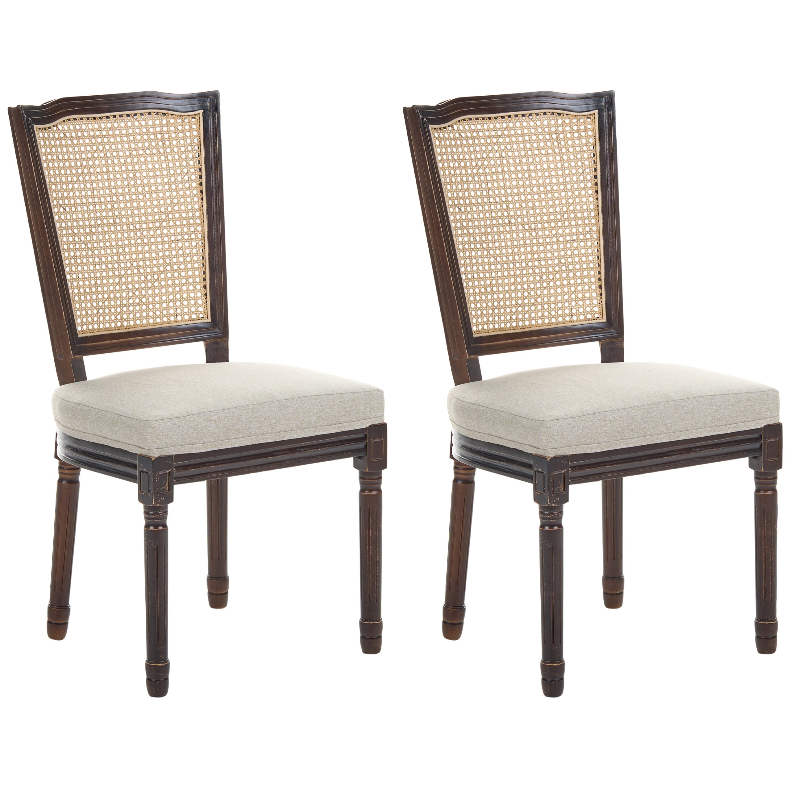 Sæt med 2 stole BONANZA Træ Mørkebrun/beige