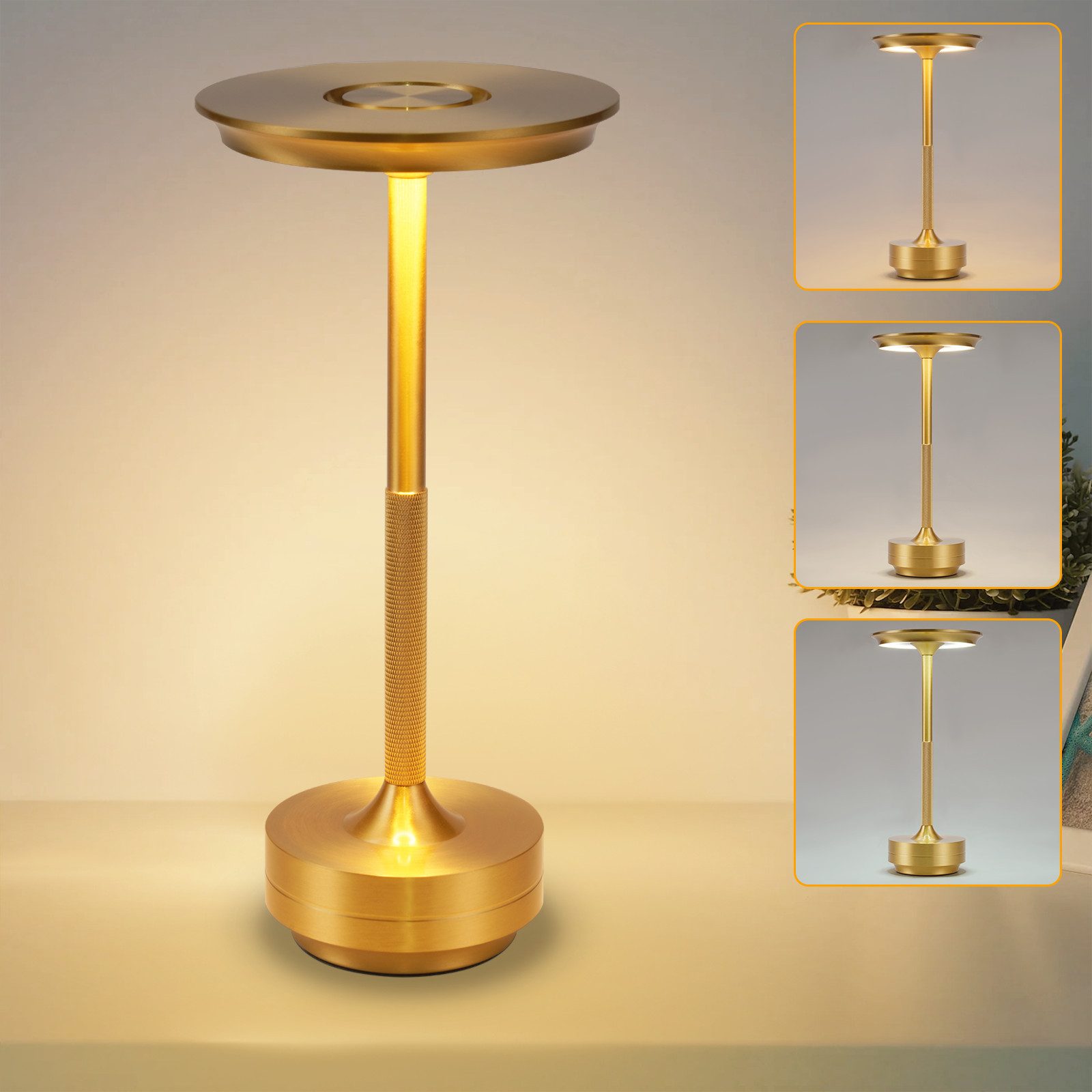 NETTLIFE Trådløs Batteridrevet Natlampe - Dæmpbar Touch LED Bordlampe med USB Genopladeligt Batteri