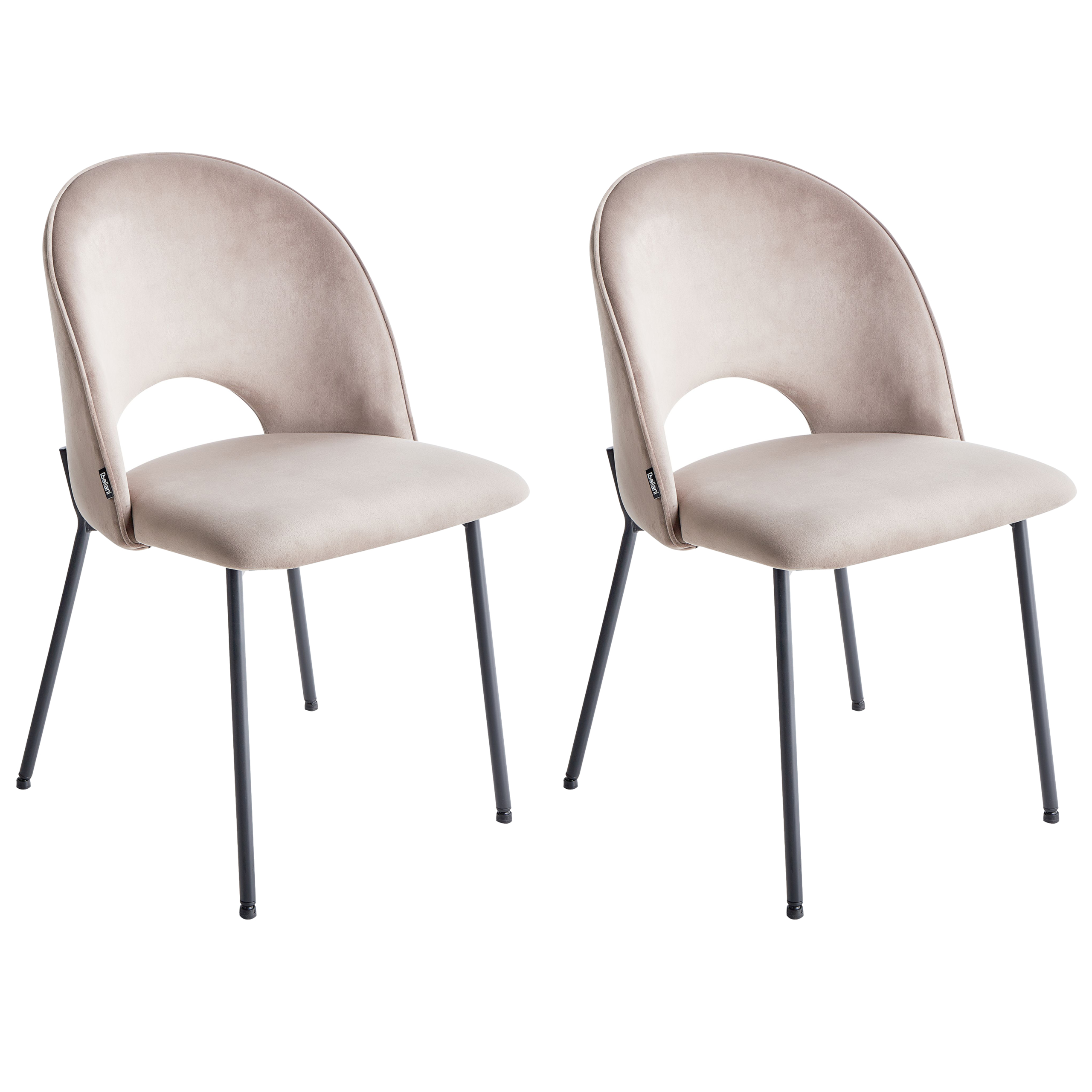 Sæt med 2 spisebordsstole COVELO Velour Brungrå
