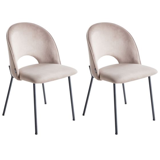 Sæt med 2 spisebordsstole COVELO Velour Brungrå